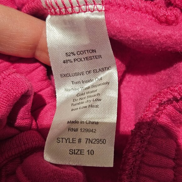 Btween Girls Size 10 Jogger Set Pink 2-Piece Fleece Rhinestones Sweat Set - Picture 13 of 13